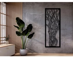 Wanddecoratie Vrouw in Boom, Houten Wandbeeld, 3D Wanddecoratie voor Thuis, Moderne Beelden voor Huis Kantoor Slaapkamer, Woonkamer - 38x90 cm
