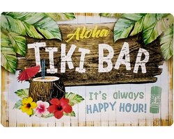 Wanddecoratie - Wandbord - Aloha tiki bar - Metalen wandbord - Mancave - Mancave decoratie - Tiki - Metalen borden - Bar decoratie - Wandborden – Bar - Wand Decoratie - Metalen bord - UV bestendig