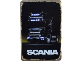 Wanddecoratie - Wandbord - Scania - Metalen wandbord - Mancave - Mancave decoratie - Mannen cadeautjes - Retro - Metalen borden - Bar decoratie - Wandborden – Bar - Wand Decoratie - 20 x 30 cm - Ca