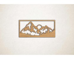 Wanddecoratie - Wandpaneel gebergte - M - 41x90cm - Eiken - muurdecoratie - Line Art