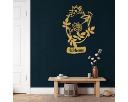 Wanddecoratie | Welkom / Welcome | Metal - Wall Art | Muurdecoratie | Woonkamer |Gouden| 45x30cm