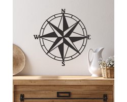 Wanddecoratie Windroos - Muurdecoratie Kompas - Muurdecoratie Hout - Wanddecoratie Hout - Muurdecoratie Woonkamer - Wanddecoratie Woonkamer - Wanddecoratie Industrieel - Wanddecoratie Dieren - Home Decor - Wall Line Art - 29 x 29 cm