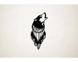 Wanddecoratie - Wolf 7 - S - 58x27cm - Zwart - muurdecoratie - Line Art