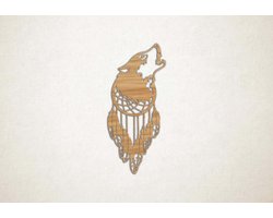 Wanddecoratie - Wolf 7 - XS - 29x13cm - Eiken - muurdecoratie - Line Art