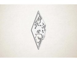 Wanddecoratie - Wolf in natuur - S - 60x23cm - Wit - muurdecoratie - Line Art