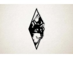 Wanddecoratie - Wolf in natuur - S - 60x23cm - Zwart - muurdecoratie - Line Art