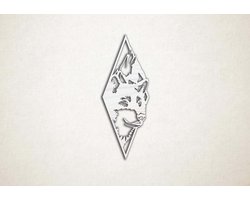 Wanddecoratie - Wolf in natuur - XS - 30x12cm - EssenhoutWit - muurdecoratie - Line Art