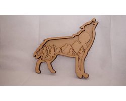 Wanddecoratie -Wolf -muurdecoratie-wandbord-hout
