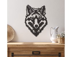 Wanddecoratie Wolf - Muurdecoratie Wolf - Muurdecoratie Hout - Wanddecoratie Hout - Muurdecoratie Woonkamer - Wanddecoratie Woonkamer - Wanddecoratie Industrieel - Wanddecoratie Dieren - Home Decor - Wall Line Art - 41.5 x 29 cm