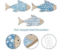 Wanddecoratie Woonkamer - Wanddecoratie - Set van 3 - Houten Vis - Wandpaneel - Maritieme Houtlook - Voor Woonkamer, Slaapkamer, Badkamer, Hal, Vakantiehuis