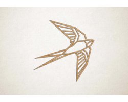 Wanddecoratie - Zwaluw - M - 61x60cm - Eiken - muurdecoratie - Line Art