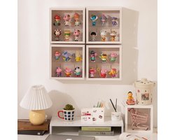 Wanddisplaykast voor verzamelobjecten – Opbergkast met 2 compartimenten voor miniatuurmodellen, Lego en figuren – Wit (24,5 x 24,5 x 8 cm)