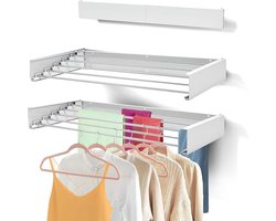 Wanddroogrek - Opvouwbaar rek - Ruimte besparen - Sterk aluminium - 100 cm breed - Wit
