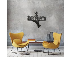 Wandecoratie Muurdecoratie Bon Appetit Wandpaneel Keuken Cadeau Decoraie Moederdag Vaderdag Valentijn Interieur Wand Hout Verjaardag 70 x 59 cm