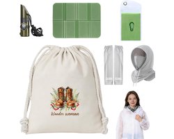 Wandelset Dames - Outdoor Cadeau - Compleet Avontuur - 7-in-1 Multifunctioneel - Compact Opvouwbaar - Blauw Groen
