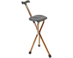 Wandelstok Met Zitje Opvouwbaar - Wandelstok Opvouwbaar - Opvouwbaar Stoelte - Brons