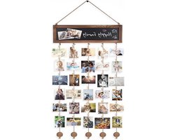Wandfotolijst voor collages met 30 wasknijpers, ideaal voor het ophangen van foto's en decoratieve items, perfect voor thuisdecoratie