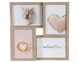 Wandgalerijlijst voor 4 Foto's Collage Fotolijst 13x18 FSC Hout Gekalkt Eiken