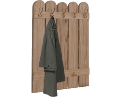 Wandgarderobe Landhuisstijl met 7 Haken voor Jassen en Tassen - Hout