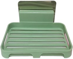 Wandgemonteerd, boorvrij, afwaterend zeepbakje - Groen