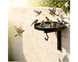 Wandgemonteerd metalen vogelbad - 2-in-1 antiek bronzen roestvrije voederbak voor vogels - geschikt voor tuin, balkon, schutting of boom - Vogelbad - Tuin decoratie voor vogels - waterschaal vogels - Vogelbad op Voet