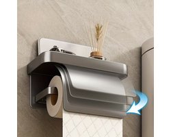 Wandgemonteerd toiletpapierhouder zonder boren, zuignap tissue dispenser met gratis haakjes. Universeel voor toiletpapier, eenvoudig te installeren voor de badkamer.