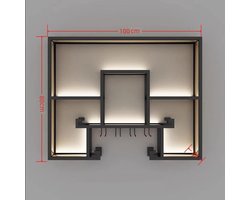 Wandgemonteerd wijnrek 100 cm – Industriële metalen bar unit wandrek met glazenhouder & flessenopslag – Multifunctioneel wijn- en champagne rek voor keuken, bar, restaurant – HomebyNicole
