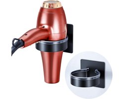 Wandgemonteerde föhnhouder, zwart, föhnhouder zonder boren, föhnopbergruimte voor badkamer, slaapkamer, kapsalon