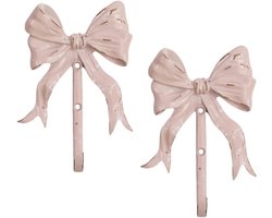 Wandgemonteerde Haak - Decoratieve Kapstok - Opbergen en Ordenen - Handgemaakt IJzer - Pack van 2 - Roze