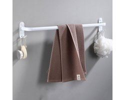 Wandgemonteerde handdoekhouder, meerlaagse handdoekstangen met haken, aluminium handdoekhouder voor badkamer, hotelkeuken, moderne stijl - 50 cm, wit, 1 bank