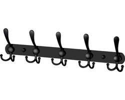 Wandgemonteerde kapstok - 5 drievoudige haken, stevig en duurzaam, roestvrij staal, metalen kapstok met schroeven voor het ophangen van kleding, hoeden, handdoeken, tassen, badjassen, geschikt voor gangen, badkamer entree, matzwart