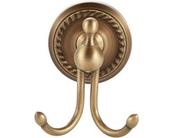 Wandgemonteerde Kapstok - Dubbele Haak - Messing - Handdoeken Haak - Jashaak - Kleren Haak - Retro - Voor Het Ophangen van Jassen, Sjaals, Handtassen, enz. - 68*68*90MM - Goud