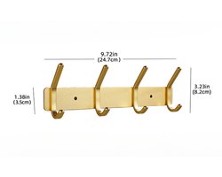 Wandgemonteerde kapstok met 4 haken, ruimte aluminium (goud, 4 haken) wandgemonteerd handdoekhaakrek