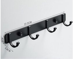 Wandgemonteerde kapstokken met haken - Spotcact hangende houder handdoekenrek - modern zwart - voor kleding entree badkamer slaapkamer - 1083 x 150 - (4 haken zwart) kapstok hangend met plank