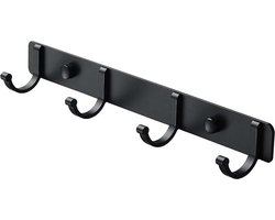 Wandgemonteerde kapstokken met haken - Spotcact hangende houder handdoekenrek - modern zwart - voor kleding entree badkamer slaapkamer - 1083 x 150 - (4 haken zwart) kapstok hangend met plank