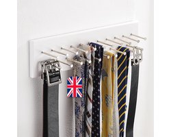 Wandgemonteerde Tie Rack Organizer voor 40 Stropdassen - Houten en Metalen Hanger voor Kast of Muur