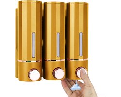 Wandgemonteerde Zeepdispenser - 3 kamers - Geschikt voor badkamer - 1 stuk - Goud