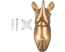 Wandhaak, 1 Pc Dierenkop Vorm Kapstok Hars Haak voor Jas, Tas, Handdoek, Sleutel, Muur, Haak Rek, Hangende Jassen Badkamer Hal, Decoratief (Gouden neushoorn)