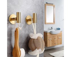Wandhaak - 2 Stuks - Kleur: Goud - Zelfklevend - Roest Vrij Staal / RVS - Keuken, Badkamer & Slaapkamer - Wandhaken - Handdoeken Haak - Kapstok Haak / Muurhaak - Deurknop / Muurhaak - Plakhaak - Adhesie Haak - Haak voor Handdoeken, Jassen & meer