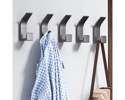 Wandhaak - 5 stuks - Wandgemonteerde kapstok - 2,8*2*7,6 cm - Voor het ophangen van jassen, sjaals, handtassen, enz. - Wandgemonteerd achter de toegangsdeur - Hoge en lage haken zonder ponsen - Zelfklevend - Klevend kledingrek achter de deur
