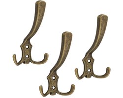Wandhaak antiek brons met 3 haken - set à 3 stuks - inclusief schroeven - wandkapstok - jashaak - kledinghaak