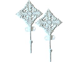 Wandhaak Kapstok Kapstokhaak - Wit - 16 x 8.5 x 4.5 cm - 2 Stuks