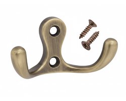 Wandhaak klein Antiek Messing - kapstokhaakje - jashaakje - kledinghaakje