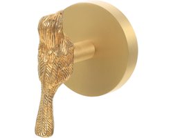 Wandhaak van geborsteld messing met een gouden vogelmotief – een veelzijdige haak voor jassen, hoeden, tassen en handdoeken, geschikt voor woon- en slaapkamers; biedt stevige opbergruimte en dient als decoratief accent aan de muur.