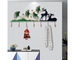 Wandhaken Voor Hangende Kleding Kerst Decoratief, Metalen 3d Muur Kunst Thuis Decor Ginkgo Bladeren En Herten Voor Woonkamer Slaapkamer, Smeedijzeren Muur Sculptuur, Huisverwarming Cadeau