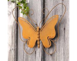Wandhanger Wanddecoratie Vlinder Tuindecoratie Roest Metaal 38 x 29 cm