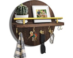 Wandhouder met Plank en Haken voor Sleutels en Decoratie
