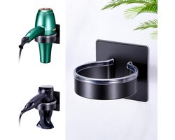 Wandhouder voor föhn - boren niet nodig, veilige bevestiging met lijm - föhnrek voor de badkamer - houder voor kappersbenodigdheden - 8,5*8,5*9 cm - geschikt voor thuis, badkamer en kapsalon - zwart