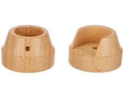 Wandhouder voor gordijnroedes - stevige houten steun - set van 2 - naturel