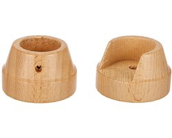 Wandhouder voor gordijnroedes - stevige houten steun - set van 2 - naturel